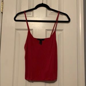 red thin strapped crop top